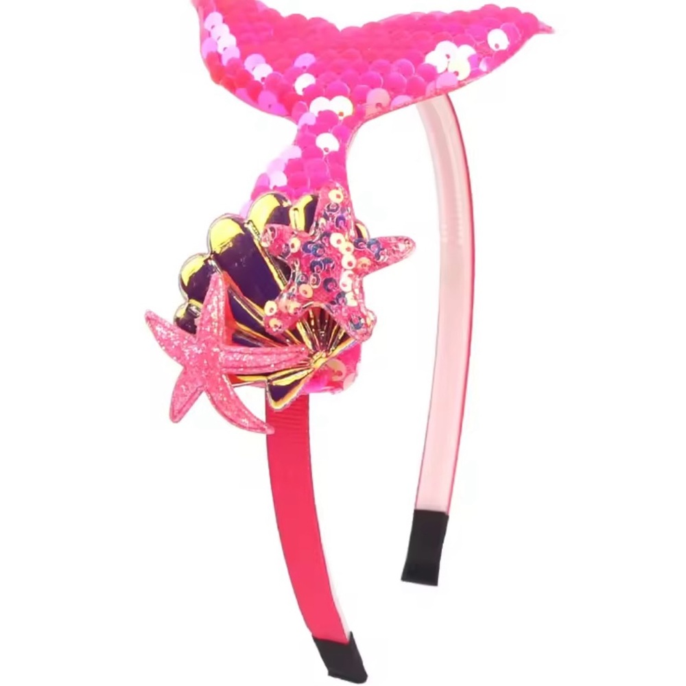 Mermaid Tail Sparkling Sequins Dark Purple Pink Headband for Girls